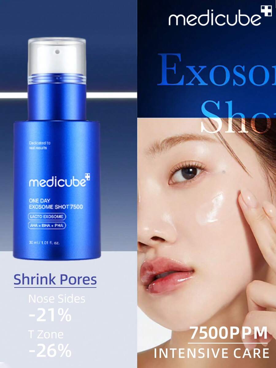 Medicube 30ml Korean Cosmetics Exosome Essence | 7500ppm Intensive Care/Advanced Users | Microcrystal Radiant Essence | Liquid Skin Strengthening Essence | Exosome, AHA+BHA+PHA | Pore Care, Pore Tightening, Dead Skin Cell Removal, Skin Improvement | Korea