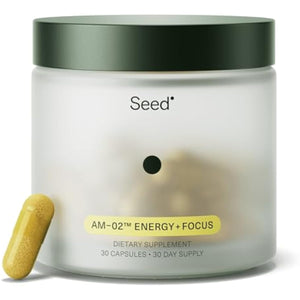 Seed AM-02 Energy + Focus - Daily Nootropic Supplement for Women & Men - Fast-Acting & Sustained Energy for Up to 6 Hours - Caffeine-Free Vegan & Shelf-Stable - 30 Capsules (30-Day Supply)
