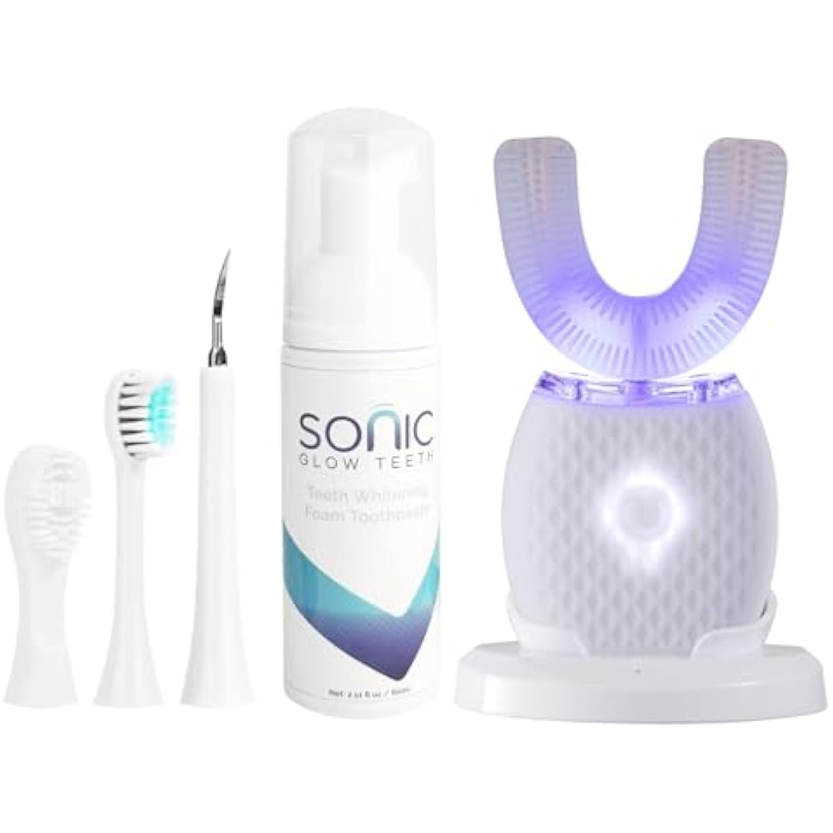 Ultrasonic Toothbrush for Adults Automatic Toothbrush with Soft Bristles Rechargeable Portable 30'' Automatic Timer Wireless Charging Washable for Travel & Home Use (White)