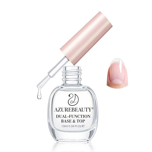 AZUREBEAUTY 2-in-1 Base & Top Coat Nail Polish, Clear Strengthener, Quick-Dry, High-Gloss Shine, Streak-Free, Gentle Formula for Easy At-Home Manicures