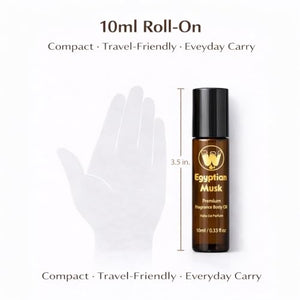 WagsMarket Egyptian Musk Oil, Choose from Roll On to 0.33oz - 4oz Glass Bottle, (0.33oz Roll On)