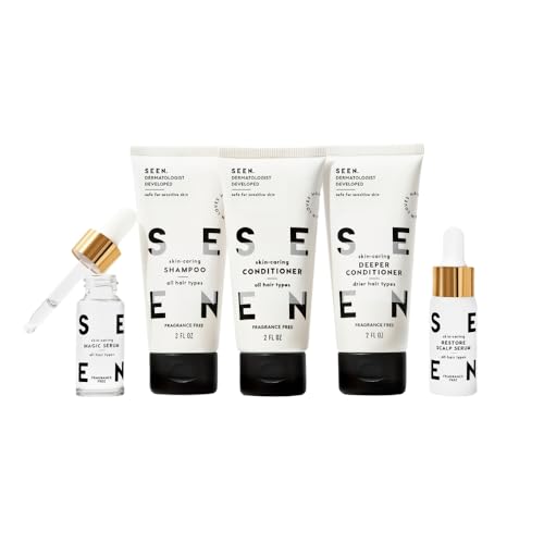SEEN Discovery Kit - Fragrance Free - Non-Comedogenic Hair Set- Dermatologist-Developed - Safe for Sensitive, Eczema & Acne Prone Skin