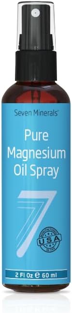 Seven Minerals Pure Magnesium Oil Spray, Big 12oz, USP Grade, Extra Strength, for Feet, Sleep, Muscle Pain & Cramps - Mined in The USA