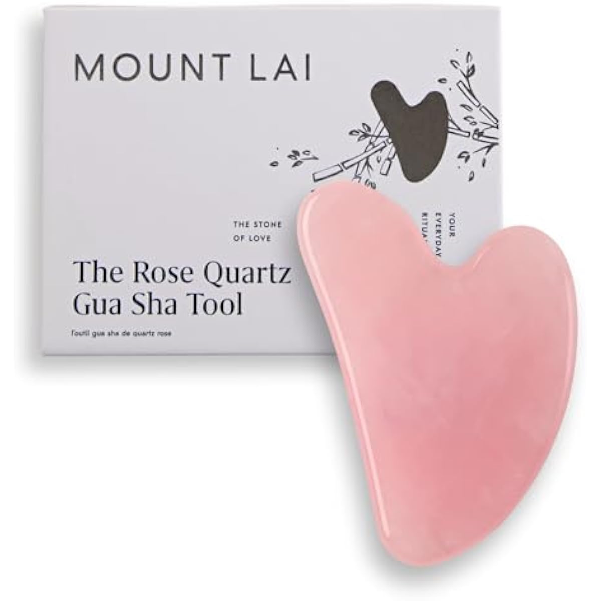 Mount Lai Rose Quartz Gua Sha Facial Tool – The Stone of Graceful Radiance – 100% Genuine Rose Quartz Stone Face Sculpting Tool for Lymphatic Drainage, Puffiness Reduction & Graceful Beauty