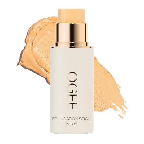 Ogee Sculpted Complexion Foundation Stick (Aspen 1.0W - Fair, Warm Undertones) Full Coverage Foundation Makeup - Instantly Balance & Even Complexion - 70% Organic Ingredients