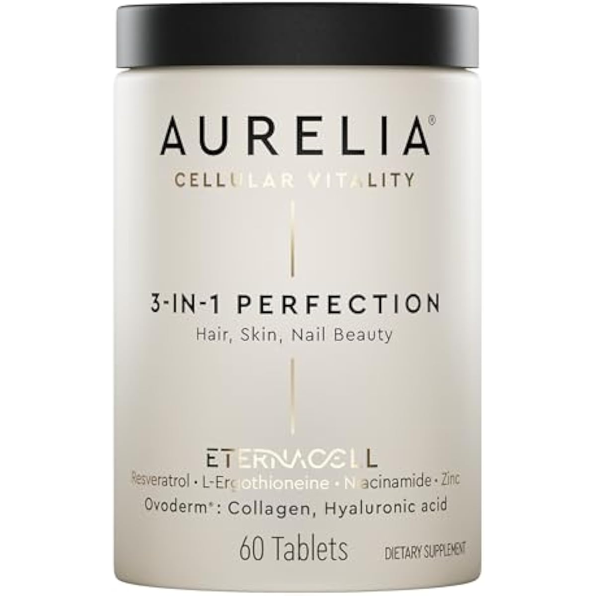 AURELIA 3-in-1 Perfection | Advanced Cellular Anti-Aging Supplement | Boost Collagen Production & Strengthen Hair, Skin, Nails | with Zinc, Resveratrol, Niacinamide & Ergothioneine