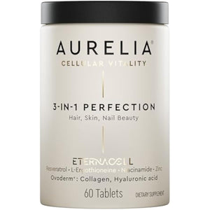 AURELIA 3-in-1 Perfection | Advanced Cellular Anti-Aging Supplement | Boost Collagen Production & Strengthen Hair, Skin, Nails | with Zinc, Resveratrol, Niacinamide & Ergothioneine