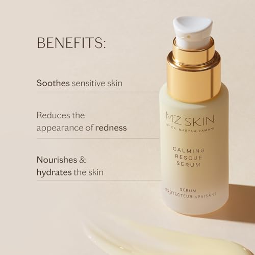 MZ SKIN Calming Rescue Serum 1.01fl oz | Prebiotic Soothing Serum for Sensitive, Redness-Prone Skin | Strengthens Barrier, Hydrates & Reduces Irritation