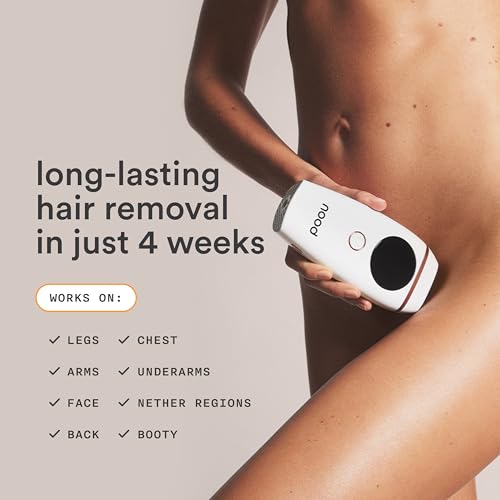 NEW Nood™ Flasher 2.0 + Serum — IPL Laser Hair Removal Device for Women & Men with After Shave to Treat & Prevent Ingrown Hairs, Bumps Slowing Hair Regrowth — Pain-Free IPL Hair Removal — Gloss White