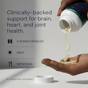 Blueprint Bryan Johnson Omega-3 - Vegan Algae Omega 3 Supplement with EPA/DHA - 800mg Plant-Based for Brain, Heart & Joint Support - High Absorption Triglyceride Form - 1:1 EPA/DHA