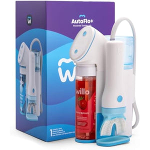Willo Fully Automatic Kids U-Shaped Electric Toothbrush - 2 Brushing Timers, Deep-Cleans, Technique Free - Berry, Fluoride-Free and Dye-Free (Medium - Kids Ages 8-11 Years)
