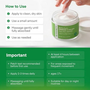 Vigority DMSO Cream 99.9% Pure for Topical Joint, Muscle Comfort - DMSO Pharmaceutical Grade Cream with Arnica, Magnesium, Turmeric, OptiMSM, Aloe Vera 3.53oz