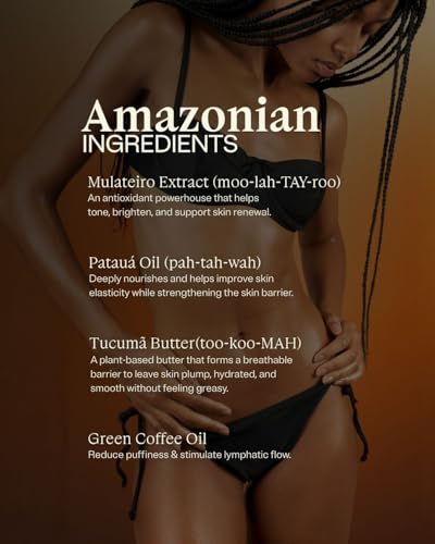 Gente Beauty Lymphatic Drainage Oil, Body Sculpting Formula, Brazilian Oils Blend with Pataua, Coffea Arabica, Mulateiro Extract, 100ml, Scented