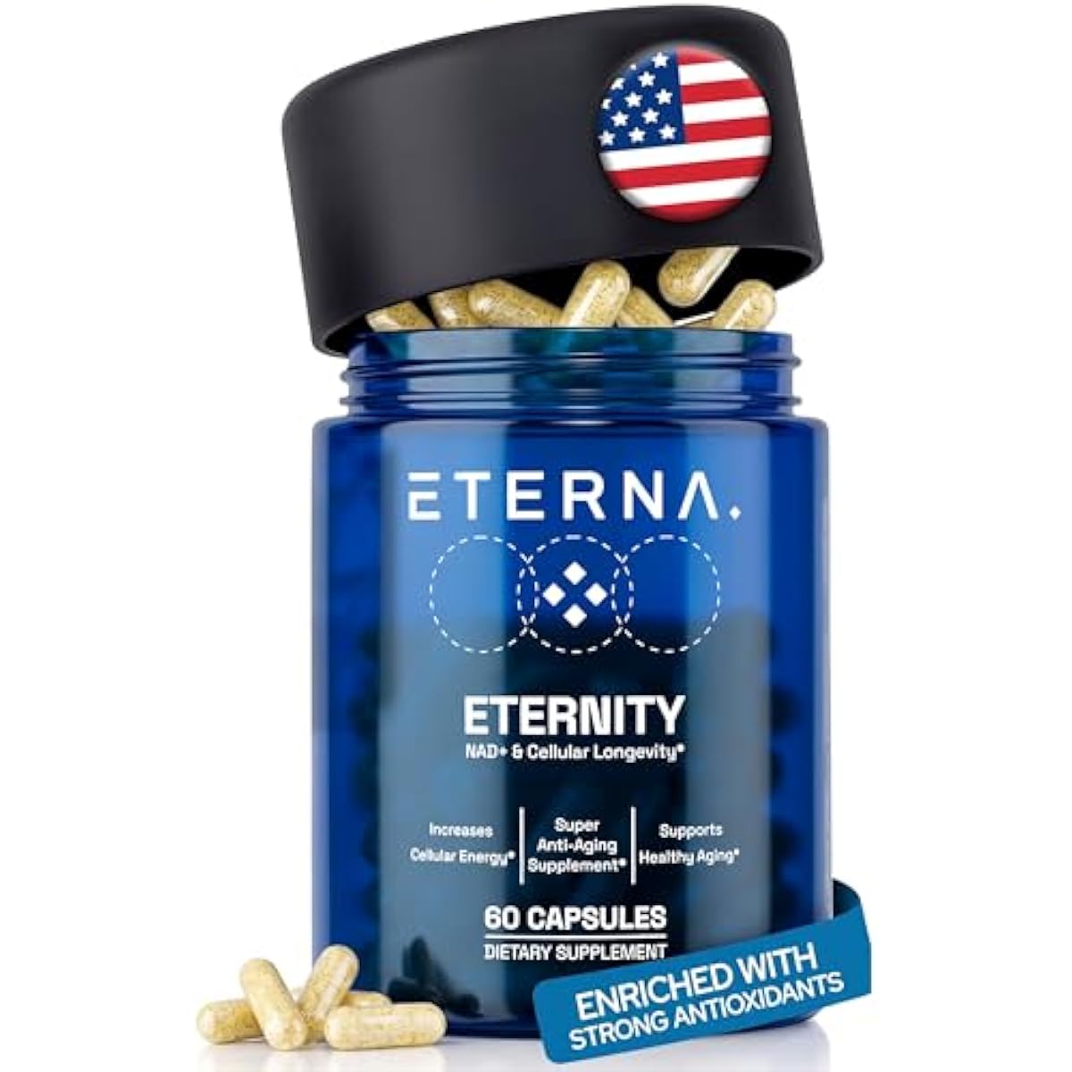 Eternity NAD+ Supplement + Resveratrol - 1050 mg - 15 Advanced Ingredients to Support Energy & Healthy Aging, Healthy Skin, Immune, Green Tea, Quercetin, CoQ10, Milk Thistle - 1 Month Supply