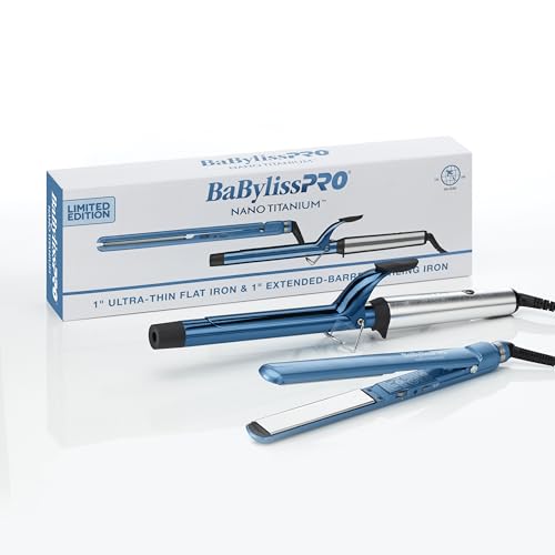 BabylissPRO Nano Titanium Ultra-Thin Hair Straightener, Professional Flat Iron, 5-Inch Extended Plates for Faster Straightening, for All Hair Types