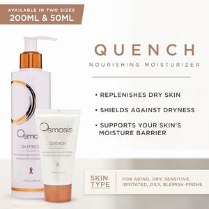 OSMOSIS QUENCH Daily Hydrating Facial Moisturizer Face Lotion with Jojoba Oil, Shea Butter, and Hyaluronic Acid, For Dry To Normal Skin