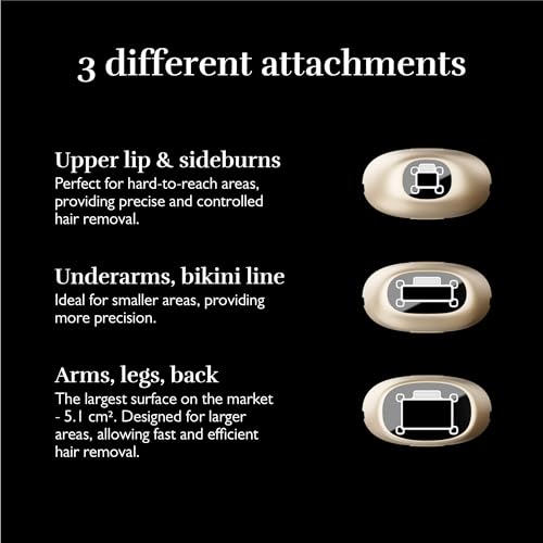 Silk'n 7 IPL Laser Hair Removal Device for Women and Men with Rotating Head, Painless Permanent Hair Reduction at Home for Face and Body in 7 Mins, 3 Smart Attachments and Automatic Skin Sensor, Gold
