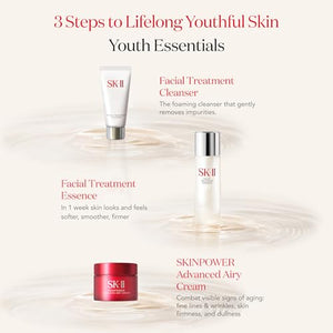 Youth Essentials Skin Care Set - Includes Facial Cleanser, Facial Essence & SKINPOWER Face Cream - Anti Aging Skin Care Set to Reduce Fine Lines & Improve Uneven Texture (3 Count)