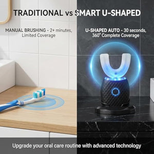 U-Shaped Electric Toothbrush – Comfort-Focused Design with Secure Grip for Daily Oral Hygiene at Home (Black)