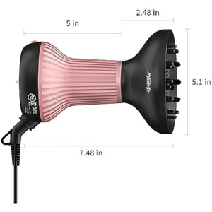Diffuser Hair Dryer for Curly Hair with Ceramic Technology, Lightweight Elegance, 2-in-1, Gifts for Her, Reduces Frizz, Enhances Curls, Volumizes, Portable Hair Dryer, ALCI Safety Plug