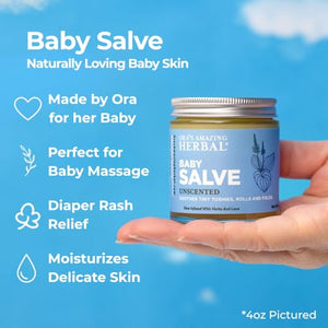 Baby Salve, Diaper Balm Ointment with Organic Coconut Oil, Natural Baby Cream with Calendula, 1 oz Travel Size, Ora's Amazing Herbal