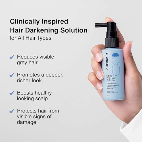 Cureskin Anti Gray Hair Serum | Gradually Reduces Gray Hair on Head & Beard Without Dye | Restores Natural Hair Colour in 4 months with Peptide-52, Acetyl Tyrosine & Larix Extract (2 Months Supply)