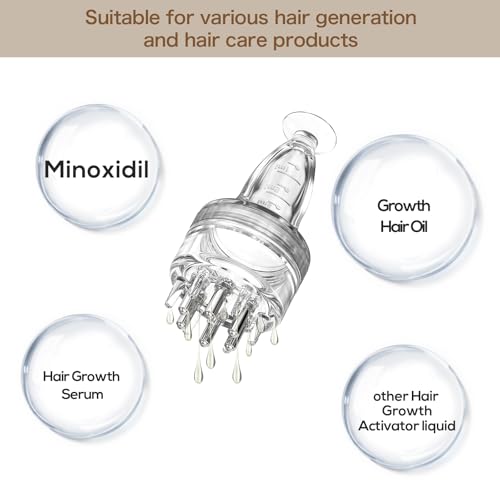 Scalp Massager Comb and Minoxidil Applicator Bottle for Hair Growth, Follicle Care and Thinning Hair Loss Treatment (White)