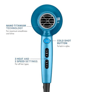 BaBylissPRO Nano Titanium 2000-Watt Blow Dryer with Concentrator Nozzle, Professional Grade Ionic Corded Styling Tool for Hair