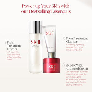 Youth Essentials Skin Care Set - Includes Facial Cleanser, Facial Essence & SKINPOWER Face Cream - Anti Aging Skin Care Set to Reduce Fine Lines & Improve Uneven Texture (3 Count)