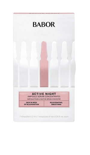 BABOR Active Night Ampoule Serum Concentrates, Hyaluronic Acid Serum, Hydrating Night Treatment, for Dry and Damaged Skin, Vegan, 0.28 oz.
