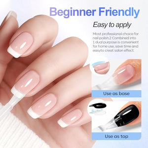 AZUREBEAUTY 2-in-1 Base & Top Coat Nail Polish, Clear Strengthener, Quick-Dry, High-Gloss Shine, Streak-Free, Gentle Formula for Easy At-Home Manicures