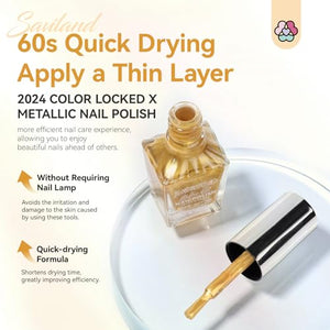SAVILAND Metallic Gold Nail Polish: Quick Dry Mirror Golden Nail Polish Regular Chrome Fingernail Polish Easy To Use & Remove No Curing Needed Bulk Nail Lacquer for Toes Nail Art DIY Home 0.34 oz