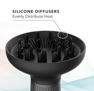 Diffuser Hair Dryer for Curly Hair – Ionic Technology Hair Dryer with Adjustable Heat & Speed Settings for Frizz-Free, Defined Curls, Lightweight Hair Dryer, Wavy And Curly Hair (SILVER)