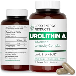 Urolithin A + NAD+ Supplement – 500mg Urolithin A + 350mg Nicotinamide Riboside (NAD+) – Mitochondrial Support, Cellular Energy, Longevity & Healthy Aging – 60 Capsules