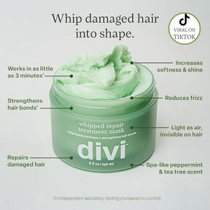 Divi Whipped Repair Hair Treatment Mask Deep Conditioning Hair Mask for Dry, Damaged, and Color-Treated Hair