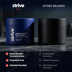 Strive Apex Skin Care Set - Advanced Anti Aging - Fragrance Free, All Skin Types, Fights Dark Circles Dull Skin - Peptides, Retinal, Vitamin C, Niacinamide (Face Wash, Scrub, Moisturizer, Serum)