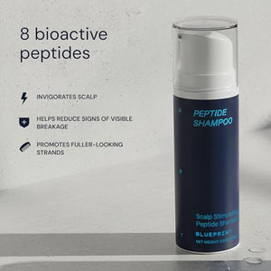 Blueprint Bryan Johnson Peptide Shampoo – 8-Peptide Scalp Treatment with VEGF, Caffeine, Menthol & Arginine – Fragrance-Free & Gentle Formula for Fuller-Looking, Stronger Hair (3.5oz)