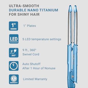 BaBylissPRO 1" Ultra-Sleek Stainless Steel Styling Iron, Hair Straightener, Waver and Curling Tool in one