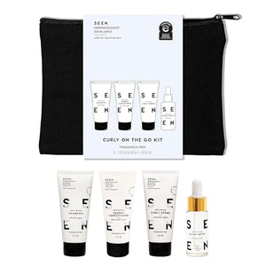 SEEN Curly On The Go Kit, Fragrance Free - Non-Comedogenic & Safe for Sensitive Skin - Curl-Defining Styling Hair Bundle - Anti Frizz - Heat Protectant