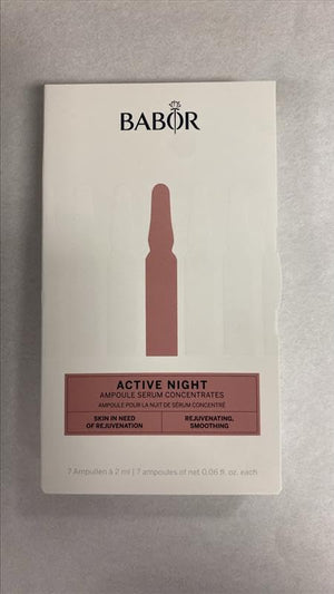 BABOR Active Night Ampoule Serum Concentrates, Hyaluronic Acid Serum, Hydrating Night Treatment, for Dry and Damaged Skin, Vegan, 0.28 oz.
