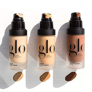 Glo Skin Beauty Luminous Liquid Mineral Foundation Makeup with SPF 18 (Naturelle) - Improves Uneven Skin Tone, Smooths & Corrects Imperfections, Sheer to Medium Coverage, Dewy Finish