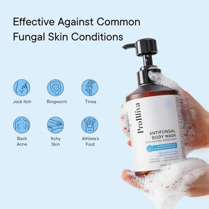 Antifungal Body Wash Treatment with Scrubber - Antibacterial Wash for Jock Itch, Ringworm, Tinea & Foot Odor – Medicated Skin Relief Cleanser Gel with Tea Tree Oil & Tolnaftate for Men and Women