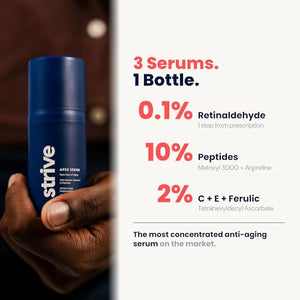 Strive Apex Skin Care Set - Advanced Anti Aging - Fragrance Free, All Skin Types, Fights Dark Circles Dull Skin - Peptides, Retinal, Vitamin C, Niacinamide (Face Wash, Scrub, Moisturizer, Serum)