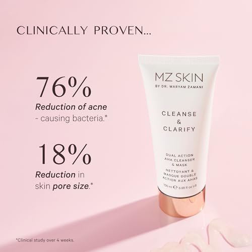 MZ SKIN Cleanse & Clarify Dual Action Cleanser & Mask 3.4 fl oz | Exfoliating AHA & Papaya Enzyme Face Wash | Smooths Texture, Refines Pores & Brightens