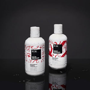 IGK GOOD BEHAVIOR Ultra Smooth Shampoo & Conditioner Set + Travel Size Packettes | Frizz Control + Shine | Vegan + Cruelty-Free | 8 oz (Pack of 2)