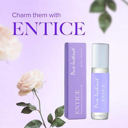 Pure Instinct ENTICE The Original Pheromone Infused Essential Oil Perfume Cologne - For Her Women - TSA Ready (Roll On Bottle 0.34 Fl. Oz./10.2mL)