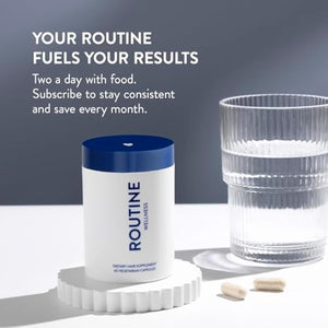 Routine Wellness Hair Growth Supplement – CLINICALLY Tested Thicker, Fuller-Looking Hair Support with Biotin & Key Nutrients, Vegetarian & Gluten-Free Vitamins - 1 Bottle, 30 Day Supply
