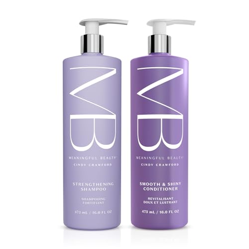 Meaningful Beauty Age-Proof Hair Care Starter Set, Strengthening Shampoo & Smooth and Shiny Conditioner Set, Plant Based Keratin Alternative, Restores Strength, Volume & Shine, Full Size, 16 Oz Each