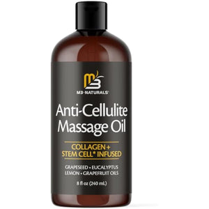 Anti Cellulite Massage Oil and Firm Dry Brush Kit | Collagen & Stem Cell Skin Tightening Kit | Radiant Body Care Kit for Women by M3