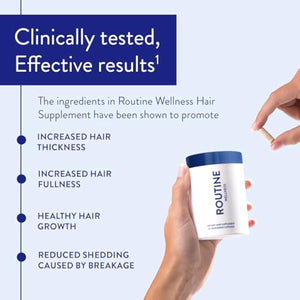 Routine Wellness Hair Growth Supplement – CLINICALLY Tested Thicker, Fuller-Looking Hair Support with Biotin & Key Nutrients, Vegetarian & Gluten-Free Vitamins - 1 Bottle, 30 Day Supply